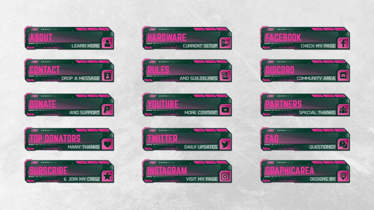 Twitch Buttons in Pink