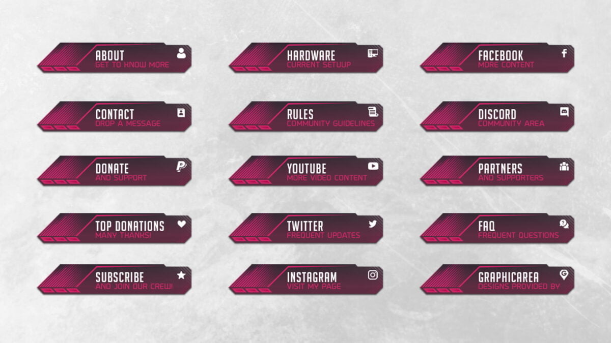 Female Twitch Panels Pink Color
