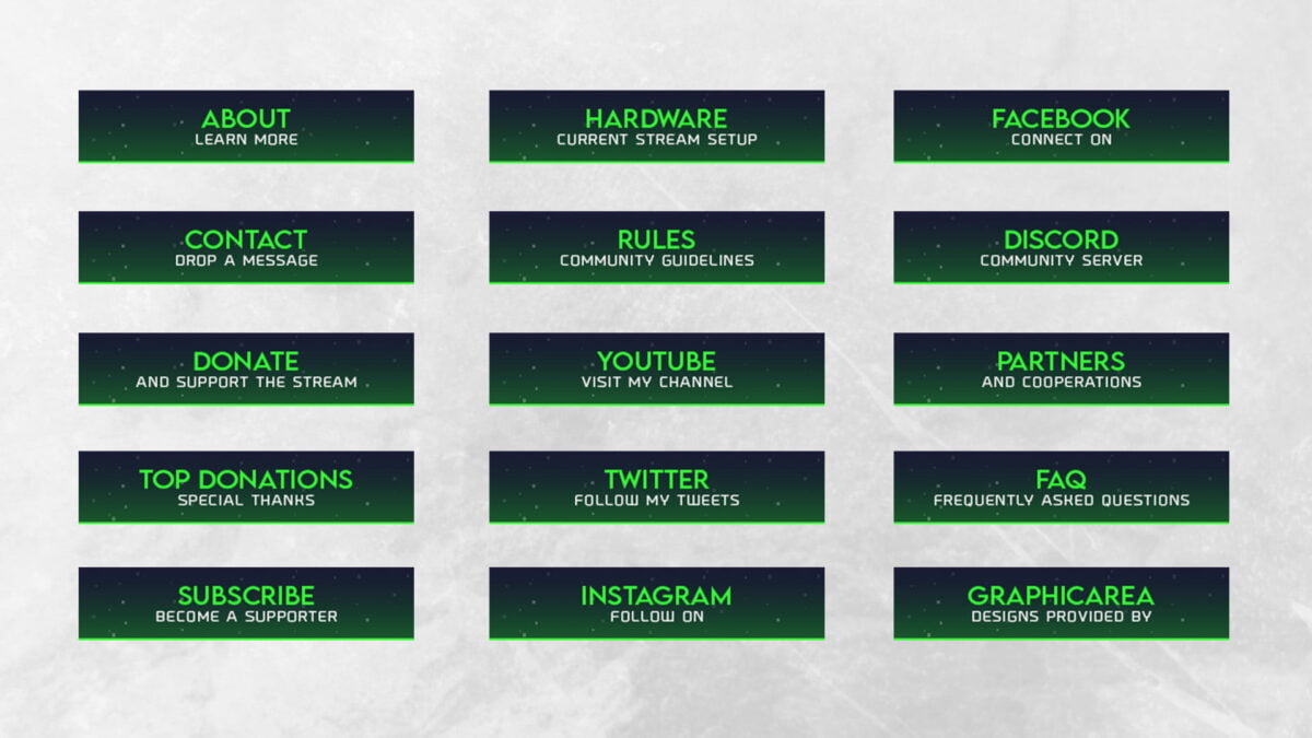 Green Twitch Panels Template Photoshop