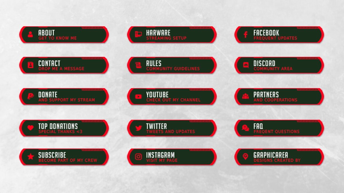 Twitch Panels in Red Twitch Panels in Red